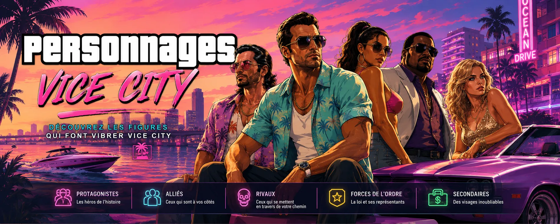 Personnages de Vice City — bandeau illustré